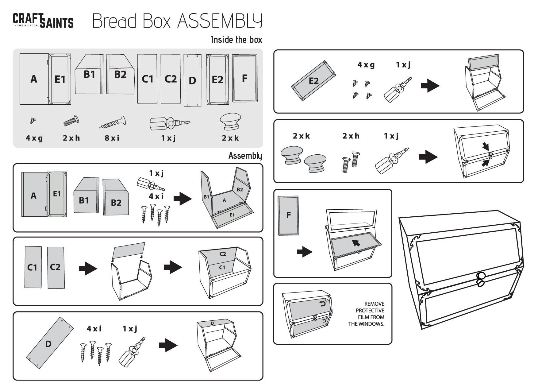 Bread Box Assembly Instruction CraftSaints