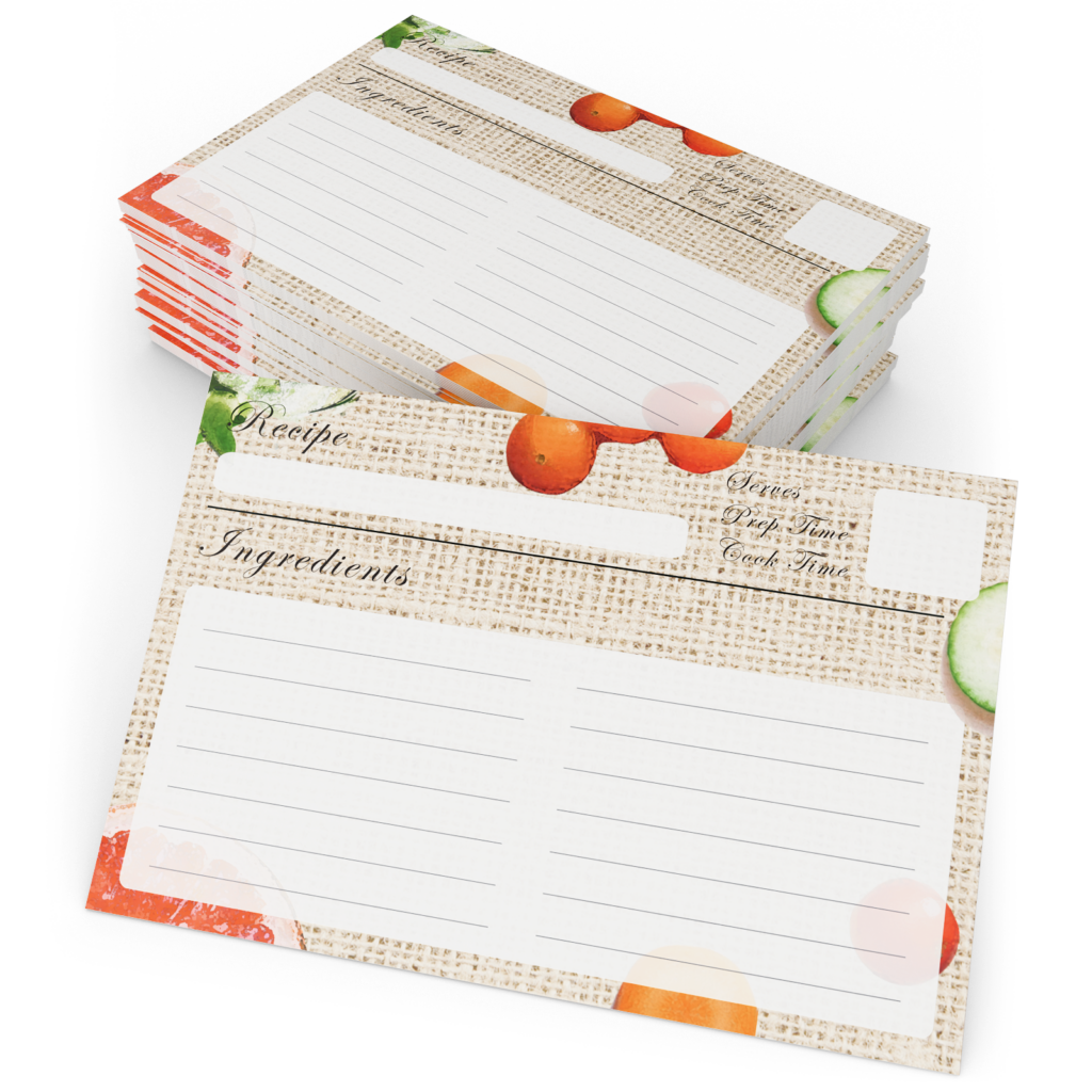 Recipe Cards, 50pcs Set For Recipe Binders or Recipe Boxes 4x6'' (Vegetable) CraftSaints